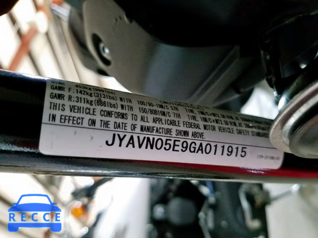 2016 YAMAHA XVS950 CU JYAVN05E9GA011915 зображення 9