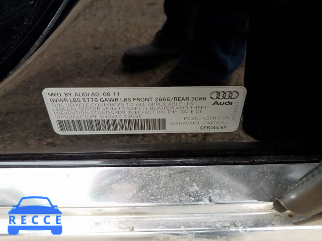 2012 AUDI A8 QUATTRO WAUAVAFD1CN009252 image 9