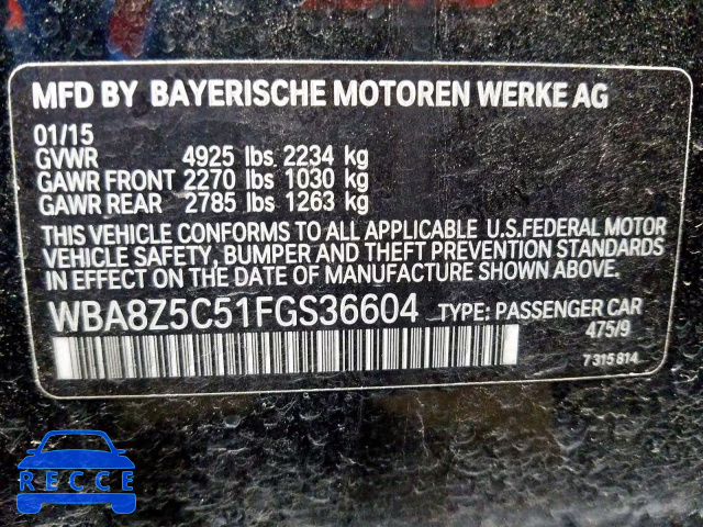 2015 BMW 328 XIGT S WBA8Z5C51FGS36604 зображення 9