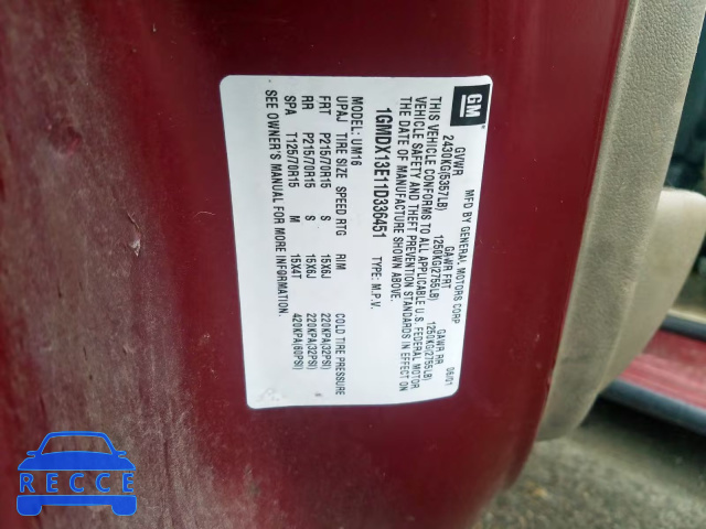 2001 PONTIAC MONTANA LU 1GMDX13E11D336451 image 9