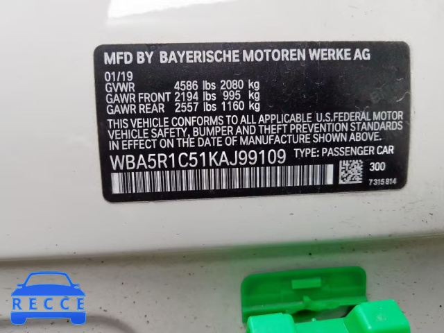 2019 BMW 330I WBA5R1C51KAJ99109 image 9
