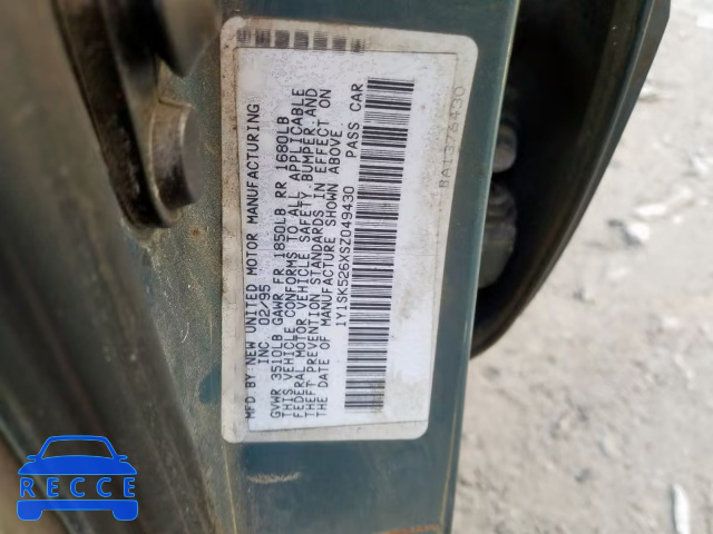 1995 CHEVROLET PRIZM 1Y1SK526XSZ049430 image 9