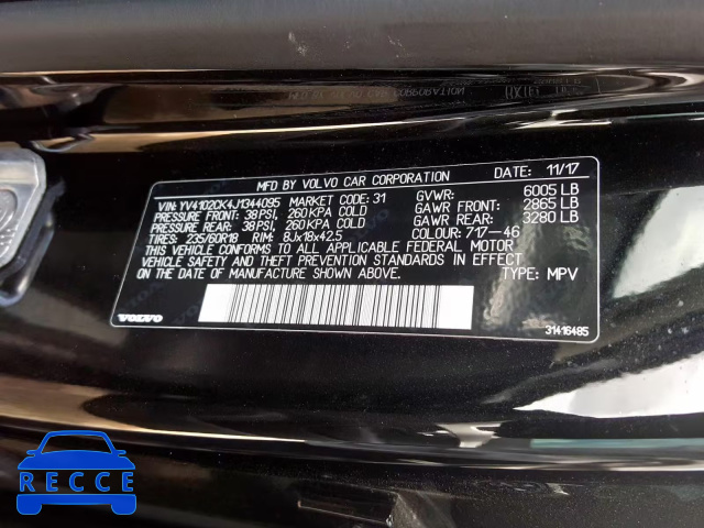 2018 VOLVO XC90 T5 YV4102CK4J1344095 image 9