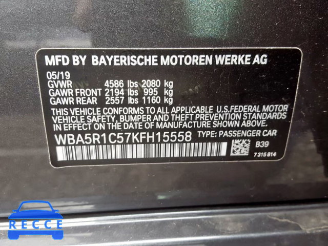 2019 BMW 330I WBA5R1C57KFH15558 image 9