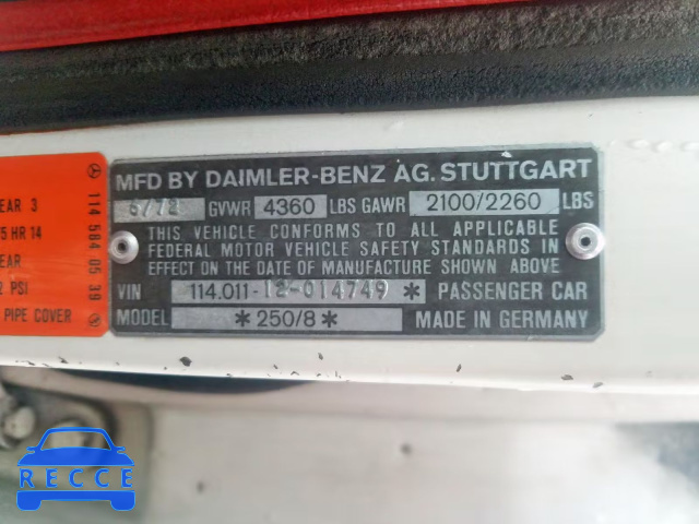 1972 MERCEDES-BENZ 250 00011401112014749 Bild 9