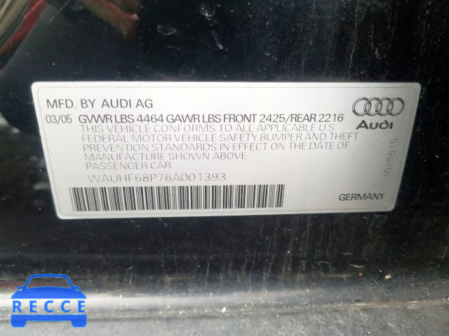 2006 AUDI A3 2 WAUHF68P76A001393 зображення 9