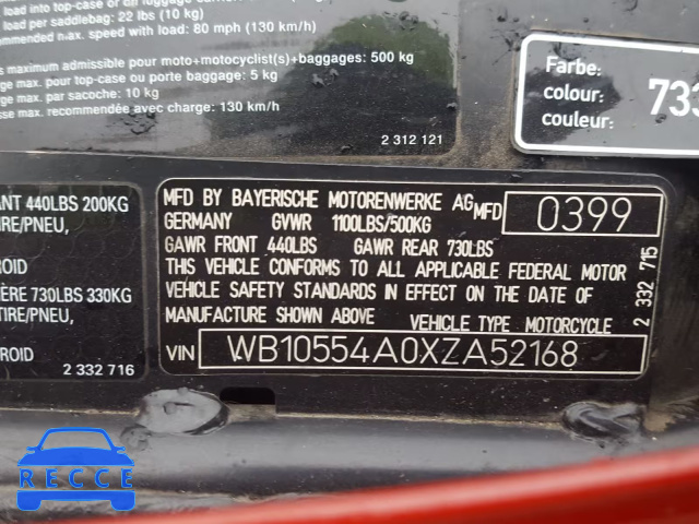 1999 BMW K1200 RS WB10554A0XZA52168 image 9