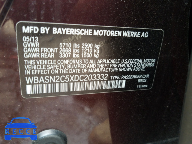 2013 BMW 535 IGT WBASN2C5XDC203332 зображення 9