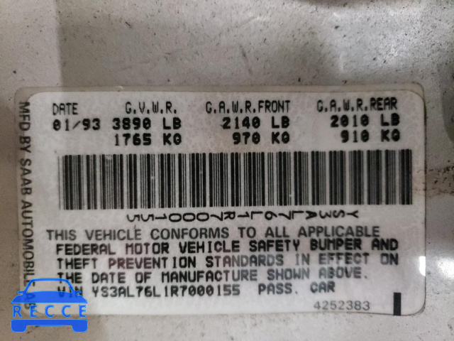 1994 SAAB 900 YS3AL76L1R7000155 image 9