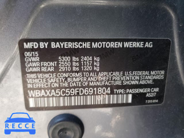 2015 BMW 535 D WBAXA5C59FD691804 image 9