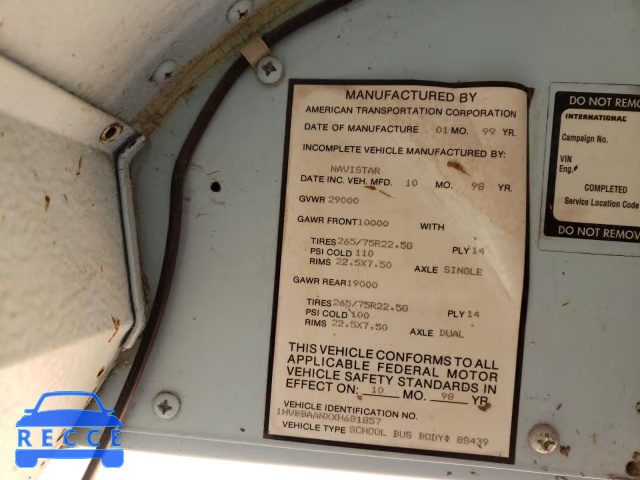 1999 INTERNATIONAL 3000 3800 1HVBBAANXXH681857 image 9