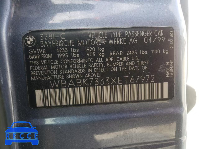 1999 BMW 328 IC WBABK7333XET67972 image 9