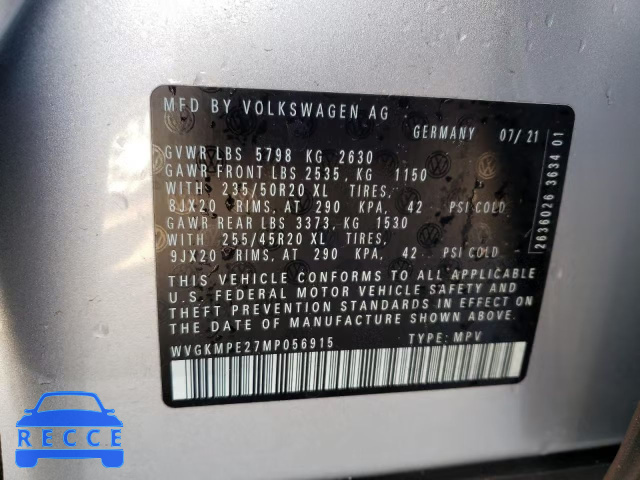 2021 VOLKSWAGEN ID.4 PRO S WVGKMPE27MP056915 image 9
