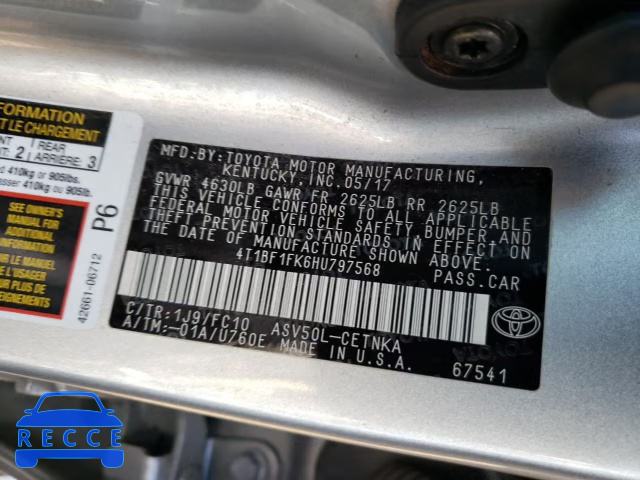 2017 TOYOTA CAMRY LE/X 4T1BF1FK6HU797568 image 9