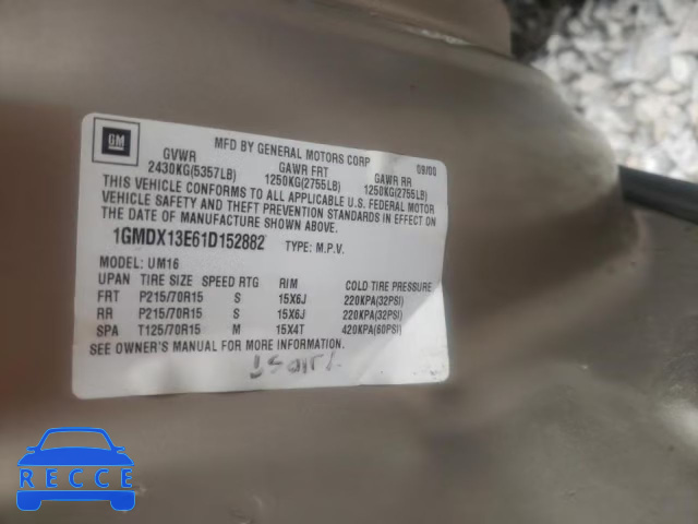 2001 PONTIAC MONTANA LU 1GMDX13E61D152882 image 9