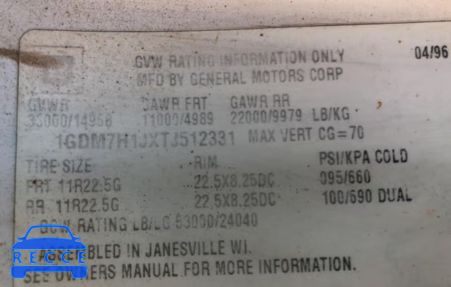 1996 GMC TOPKICK C7 1GDM7H1JXTJ512331 image 9