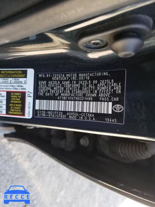 2017 TOYOTA CAMRY LE/X 4T1BF1FK7HU321488 image 9