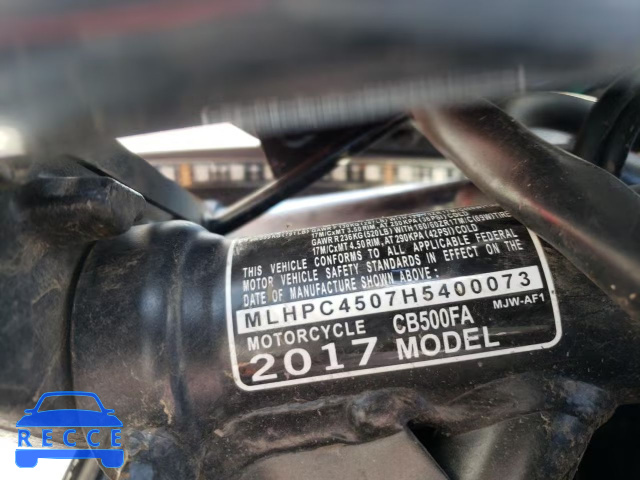 2017 HONDA CB500 FA - MLHPC4507H5400073 image 9