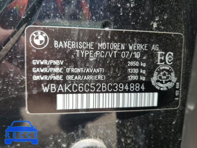 2011 BMW 750 XI WBAKC6C52BC394884 зображення 9