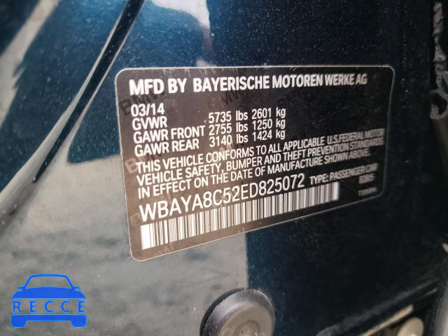 2014 BMW 750 I WBAYA8C52ED825072 зображення 9