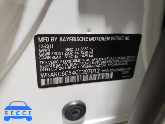 2012 BMW 750I XDRIV WBAKC6C54CC397013 Bild 9