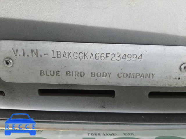 2006 BLUE BIRD SCHOOL BUS 1BAKGCKA66F234994 зображення 9