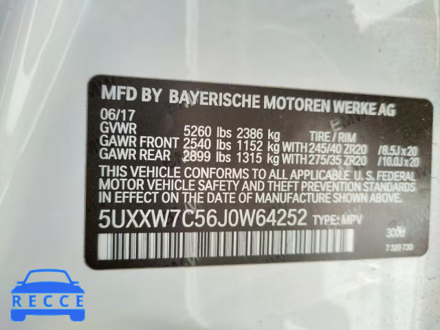 2018 BMW X4 XDRIVEM 5UXXW7C56J0W64252 image 9