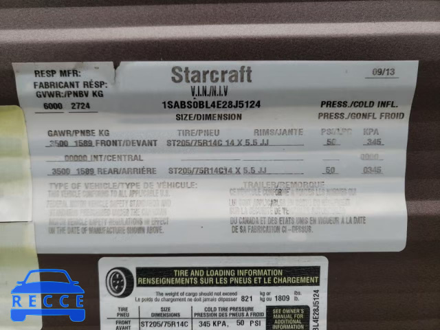 2014 STARCRAFT AR-ONE 1SABS0BL4E28J5124 зображення 9