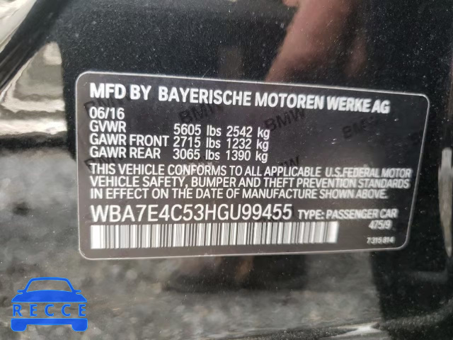 2017 BMW 740 XI WBA7E4C53HGU99455 зображення 9