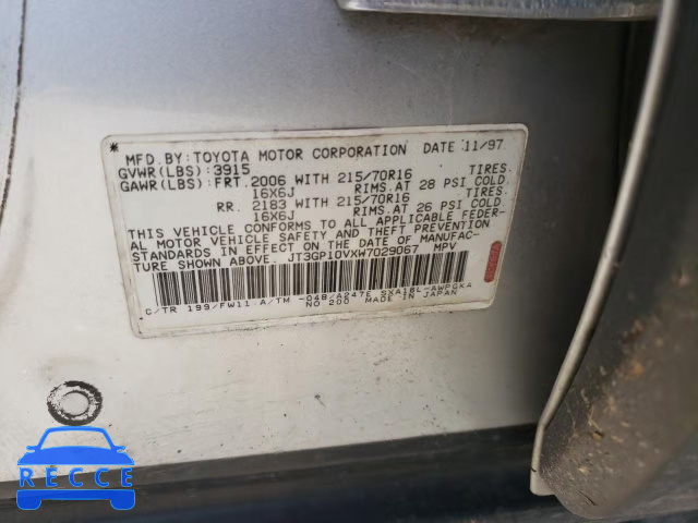 1998 TOYOTA RAV 4 JT3GP10VXW7029067 image 9