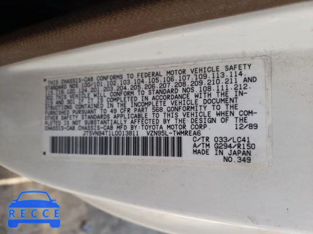 1990 TOYOTA PICKUP CAB JT5VN94T1L0013811 зображення 9
