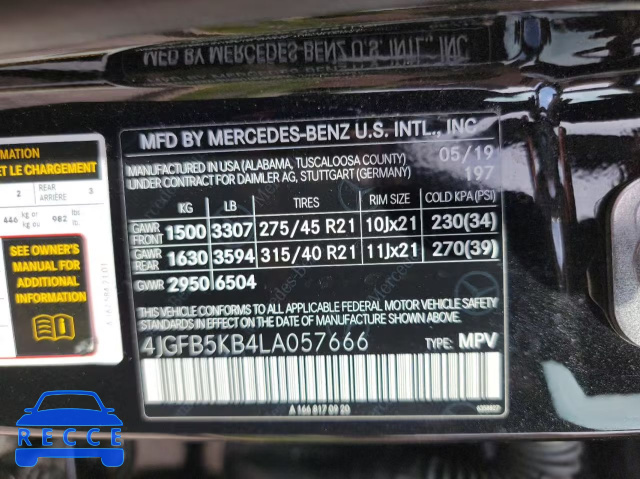 2020 MERCEDES-BENZ GLE 450 4M 4JGFB5KB4LA057666 image 9