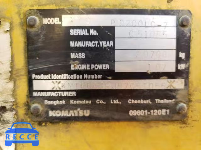 2007 KOMATSU PC200LC-7 KMTPC049J87C51055 зображення 9