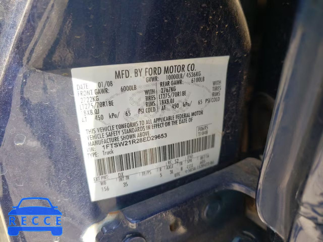 2008 FORD F-250 1FTSW21R28ED29653 image 9