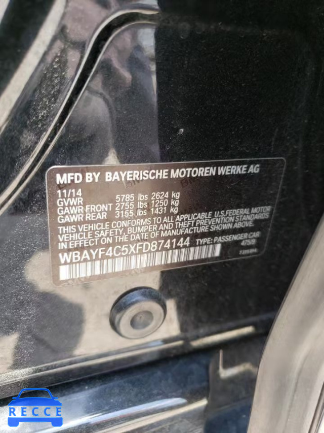 2015 BMW 740 LXI WBAYF4C5XFD874144 image 9
