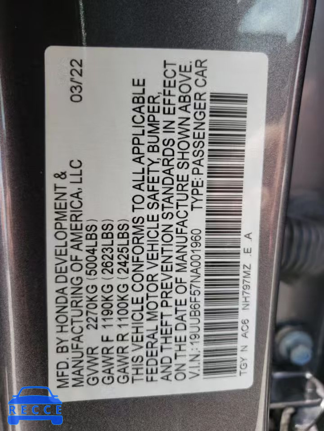 2022 ACURA TLX TECH A 19UUB6F57NA001960 image 9