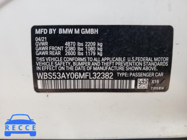 2021 BMW M3 WBS53AY06MFL32382 image 9