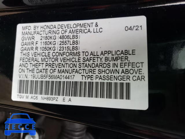 2021 ACURA TLX TECH A 19UUB5F56MA014417 зображення 9