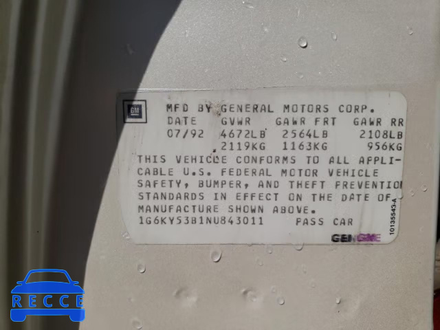 1992 CADILLAC SEVILLE TO 1G6KY53B1NU843011 image 9