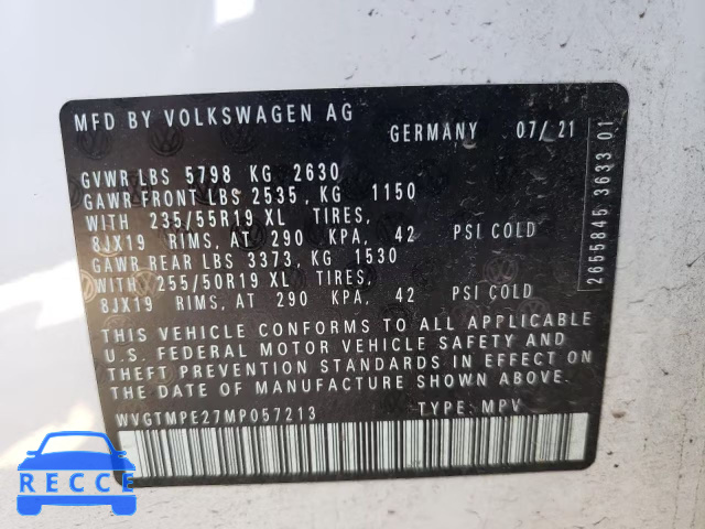 2021 VOLKSWAGEN ID.4 PRO S WVGTMPE27MP057213 image 9