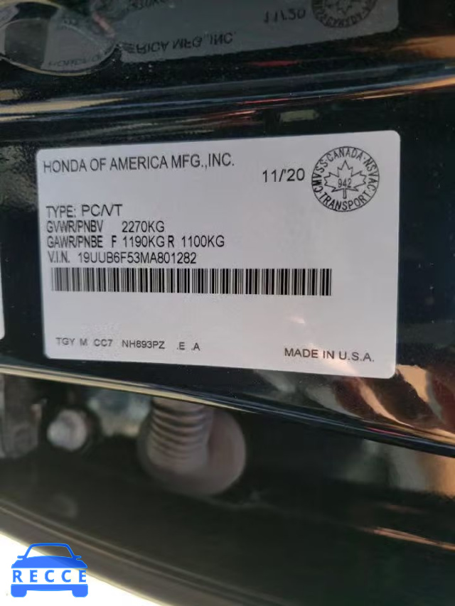 2021 ACURA TLX TECH A 19UUB6F53MA801282 image 9