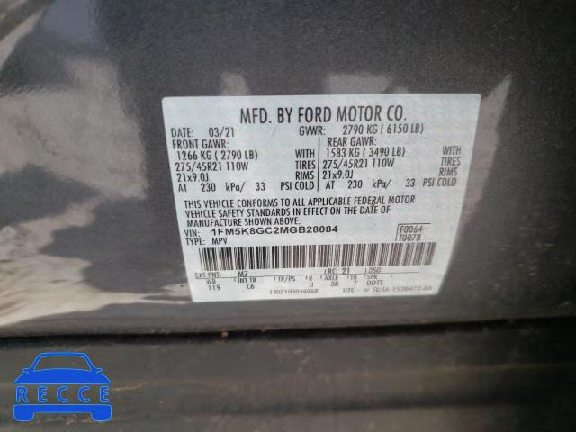 2021 FORD EXPLORER S 1FM5K8GC2MGB28084 Bild 9