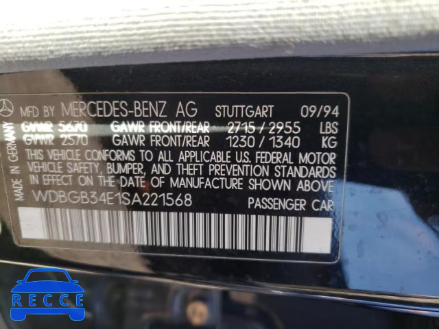 1995 MERCEDES-BENZ S 350D WDBGB34E1SA221568 image 9