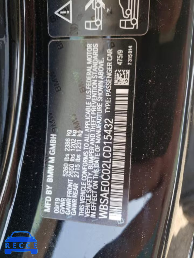 2020 BMW M8 WBSAE0C02LCD15432 Bild 9