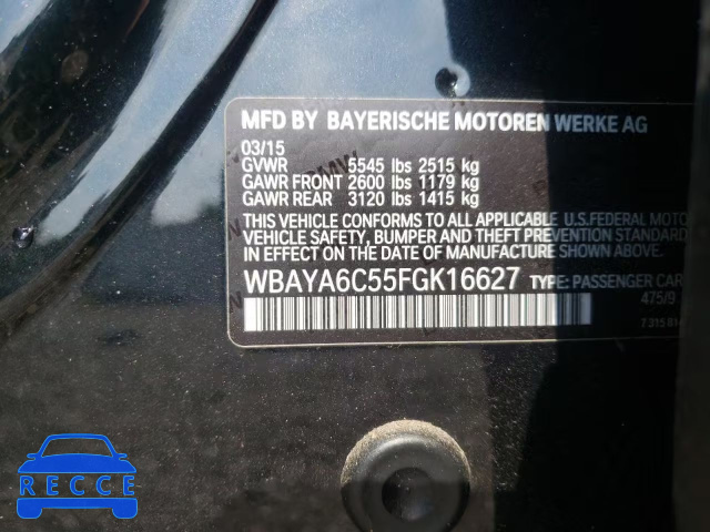 2015 BMW 740 I WBAYA6C55FGK16627 image 9