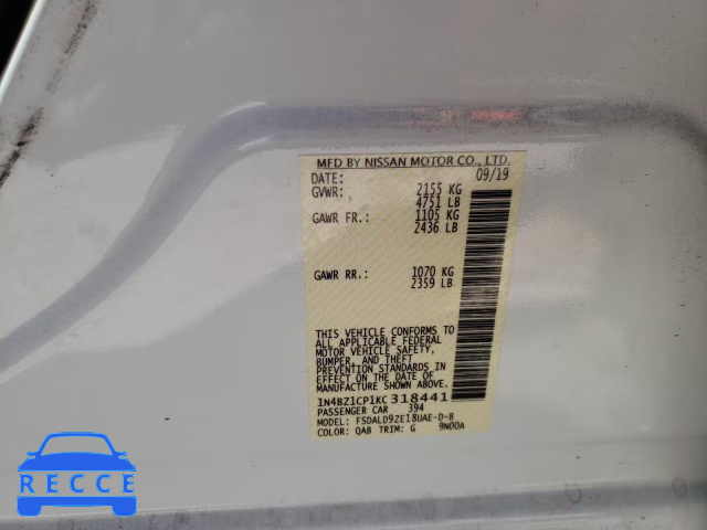 2019 NISSAN LEAF S PLU 1N4BZ1CP1KC318441 зображення 9