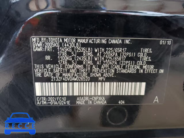 2010 TOYOTA RAV 4 2T3ZF4DV0AW026520 image 9