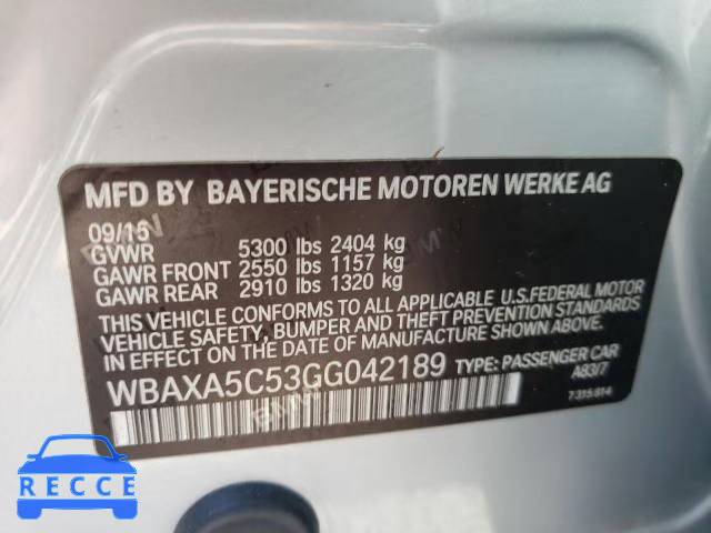 2016 BMW 535 D WBAXA5C53GG042189 image 9