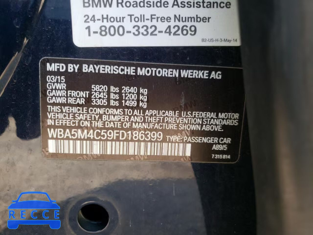 2015 BMW 535 XIGT WBA5M4C59FD186399 зображення 9