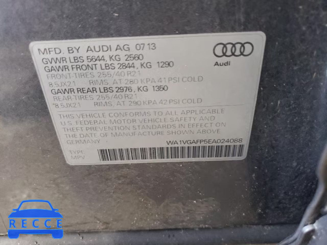 2014 AUDI SQ5 PRESTI WA1VGAFP5EA024088 image 9